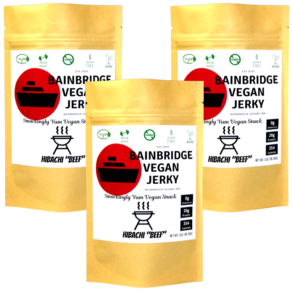 Bainbridge Vegan Jerky - Hibachi "Beef" Vegan Beef Jerky, 3 oz (Pack of 3)